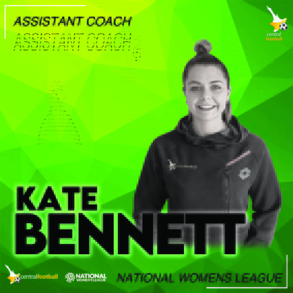 ANNOUNCEMENT  | 🗣

Central Football is delighted to announce the Coaching Team for the National Women's League 2020 season.

Head Coach Barry Scullion will take the reign's for the second year running. Joining Barry is newly appointed Assistant Coach Kate Bennett.  

#NWL #2020