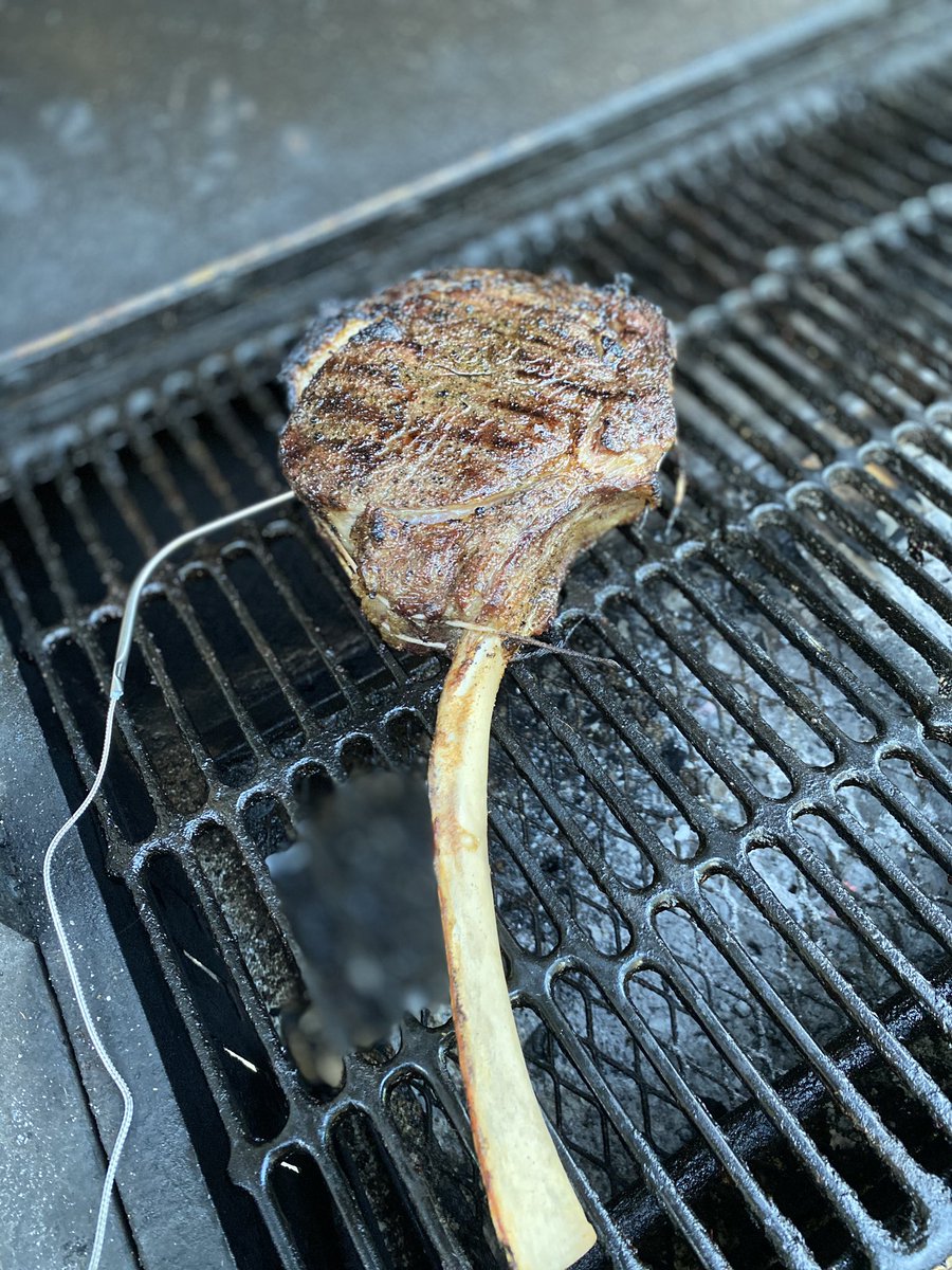 TheBHiggins's tweet photo. TomaHAWK time. 2 hrs cold smoke-
Finish indirect with Mesquite. Let’s GOOO https://t.co/9nxIcGiHhU