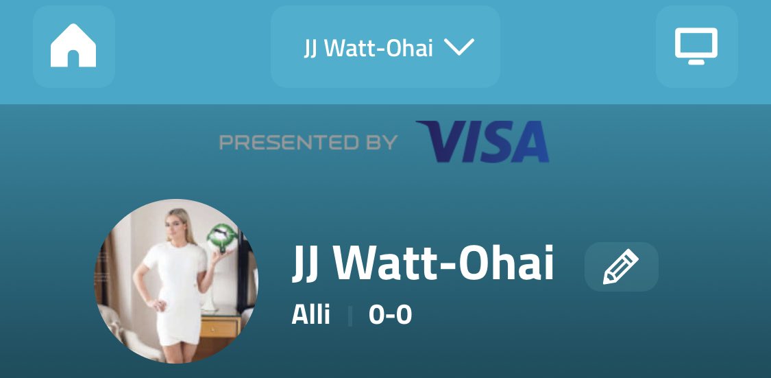 AlliBehr's tweet photo. @KealiaOhai  @JJWatt  this year’s power couple fantasy team name...  (last year was Russell Wilson-Harris) https://t.co/jbNkWCaOAN
