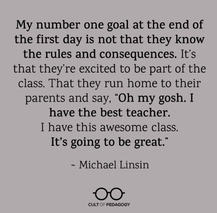This is my goal, whether it’s virtual or in person. Can’t wait to meet all my students tomorrow. 💙🤗