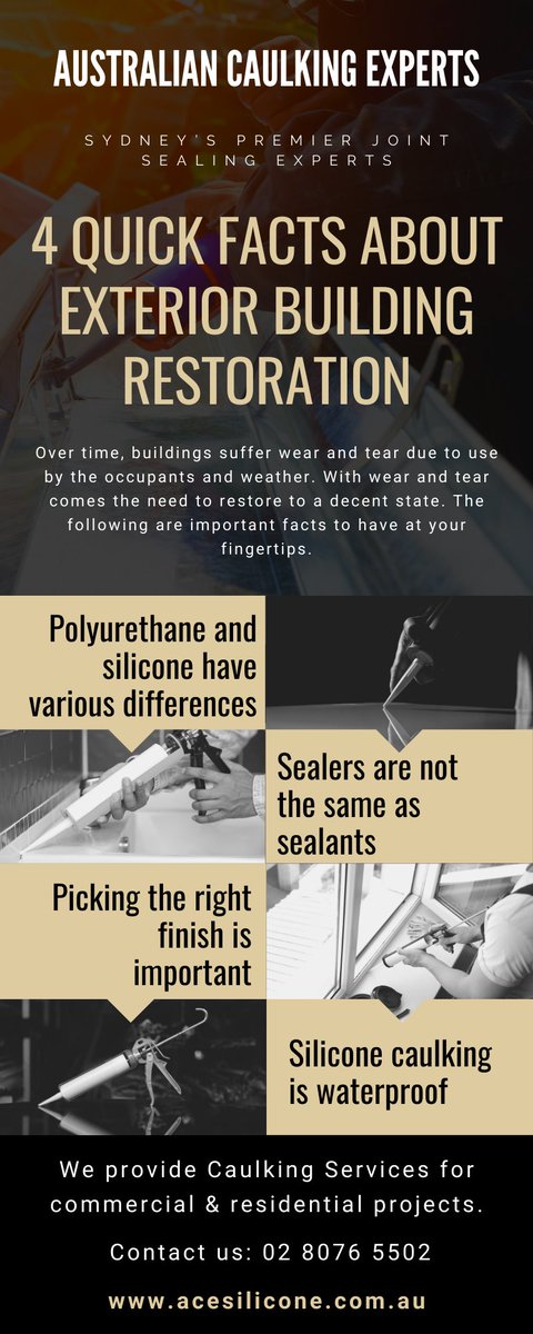 AceSilicone's tweet photo. Are you looking for caulking solutions for your residential or commercial projects?
We are Sydney’s premier joint sealing experts. For a free consultation, call us today on 02 8076 5502.

#caulk #sydneybuilder #construction #sealing #acesilicone #jointsealing #polyurethane #facts https://t.co/vDGcACoVYO