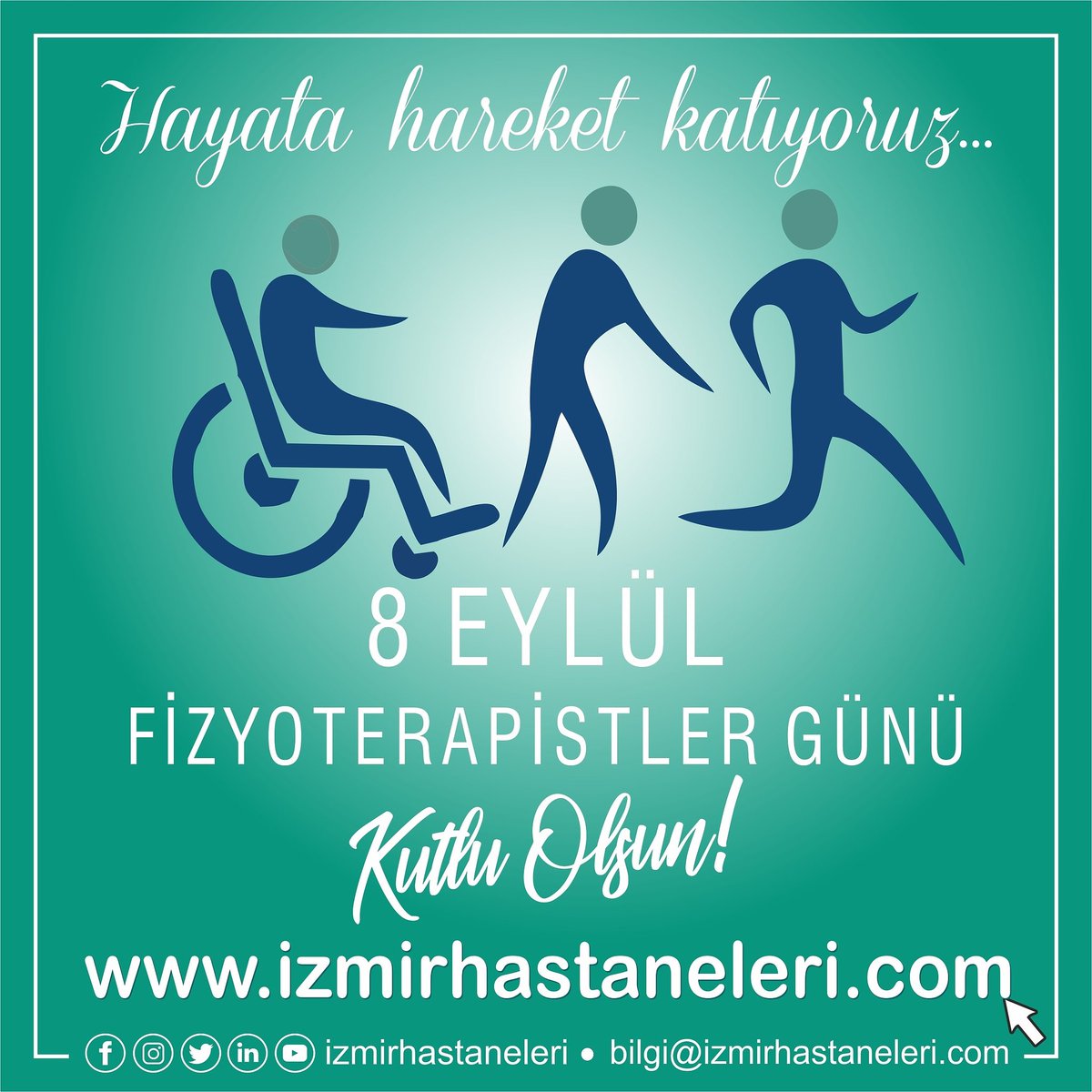 "Hayata Hareket Katıyoruz!"
8 Eylül Dünya Fizyoterapistler Günü Kutlu Olsun.
.
#fizyoterapi #fizyoterapist #fiziktedavi #ortopedi #saglikliyasam #spor #egzersiz #kosubandi #yurumerobotu #saglik #fizyoterapistlerodaistiyor <a href="/izmirhastaneler/">İzmir Hastaneleri</a>