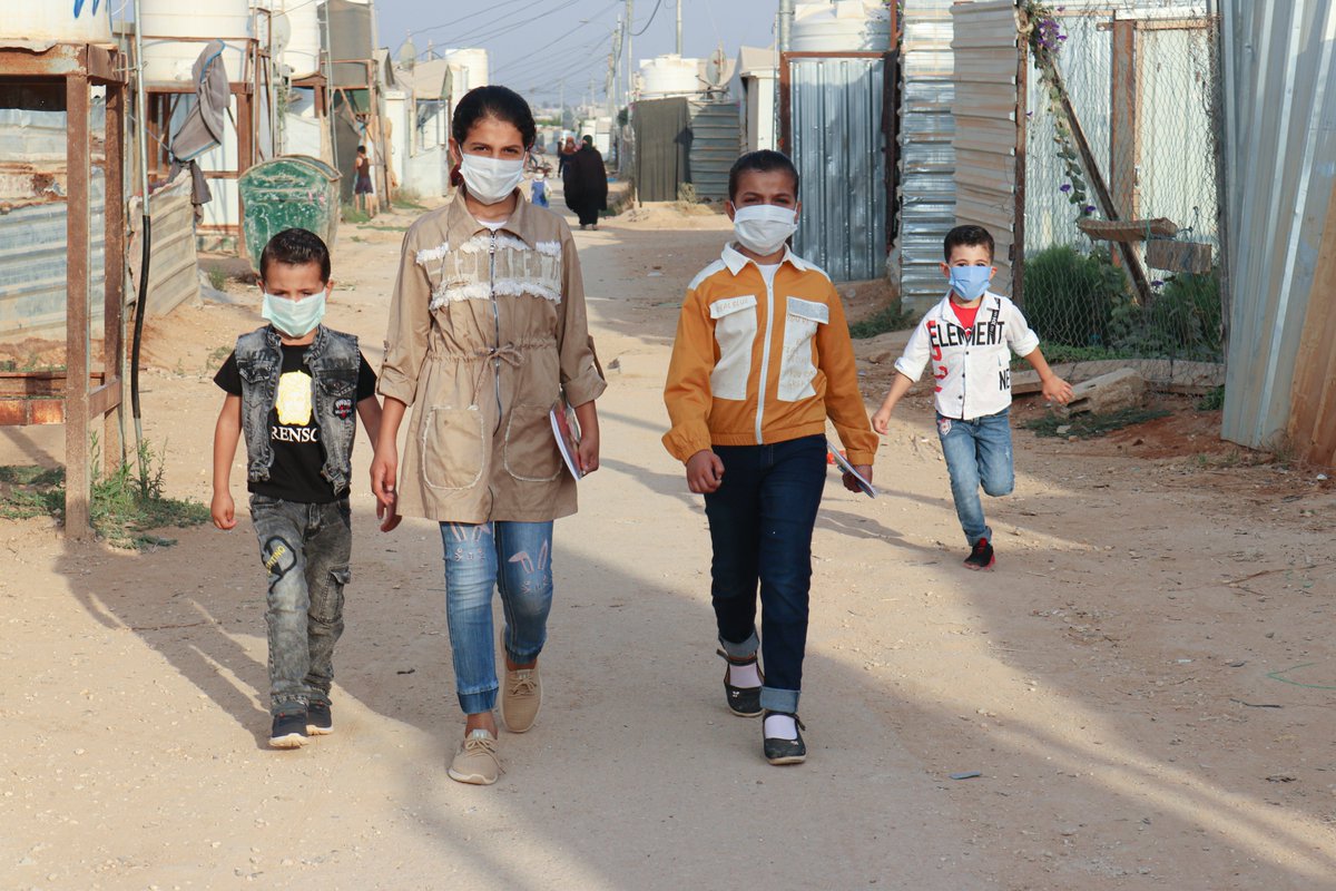 ZaatariCamp's tweet photo. With big smiles, the camp students return to the schools:
- I am happy that school starts to see my beloved teachers and friends.
- I missed my friends and my teachers.
- In school I spend a lot of time with my friends, I’m very happy to be back. https://t.co/zDKwthZFur