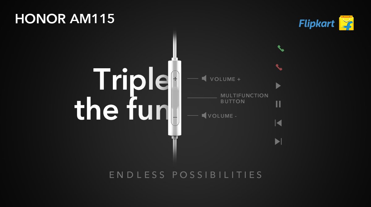 HiHonorIndia's tweet photo. The 3 button control on HONOR #AM115 lets you control your music, calls, and volume with just a tap. 🎧
Buy now on @Flipkart: https://t.co/tNQVbfk5P9 https://t.co/lloH3aN9MR