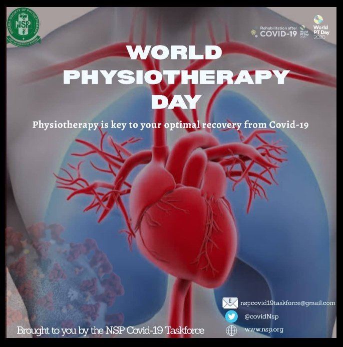Dr_Kriztofa's tweet photo. Congratulations to all the Physiotherapist (Physical Therapy) all over the world as we mark this year's World_PT Day.
Weldone colleagues for all the good works &selfless services to humanity. 💪🏼💪🏼
#PhysicalTherapy
#NonInvasiveMedicine
#WCPTDay2020
@CovidNsp
@NSPnigeria https://t.co/0D1sYEIQtK