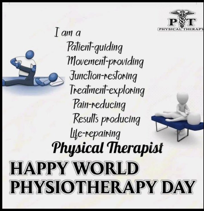 Dr_Kriztofa's tweet photo. Congratulations to all the Physiotherapist (Physical Therapy) all over the world as we mark this year's World_PT Day.
Weldone colleagues for all the good works &selfless services to humanity. 💪🏼💪🏼
#PhysicalTherapy
#NonInvasiveMedicine
#WCPTDay2020
@CovidNsp
@NSPnigeria https://t.co/0D1sYEIQtK