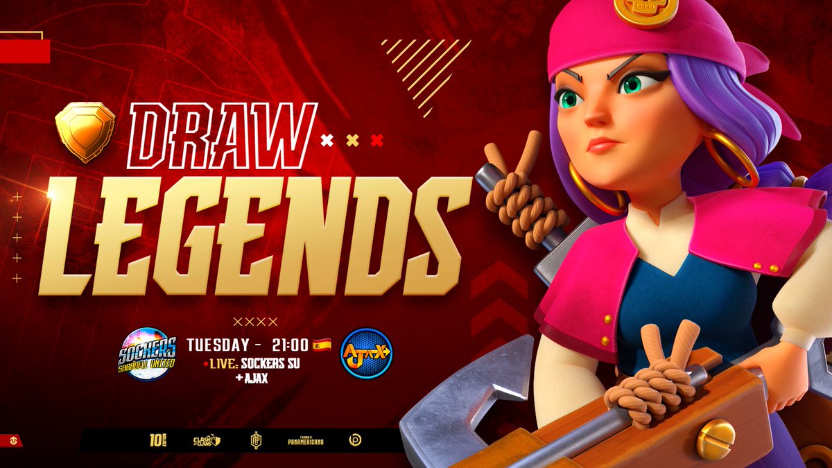 Today Tuesday, LEGENDS group stage DRAW 🎉

32 clans, 3 continents, looking for the path to become the 1st. Monarch in this new exclusive modality for TownHall 13🏆

Live and direct on the channel <a href="/Sockers_/">Sockers SU</a> and as a special guest @AjaxRNK 📺

youtu.be/H-Vyn3Nov34
👆