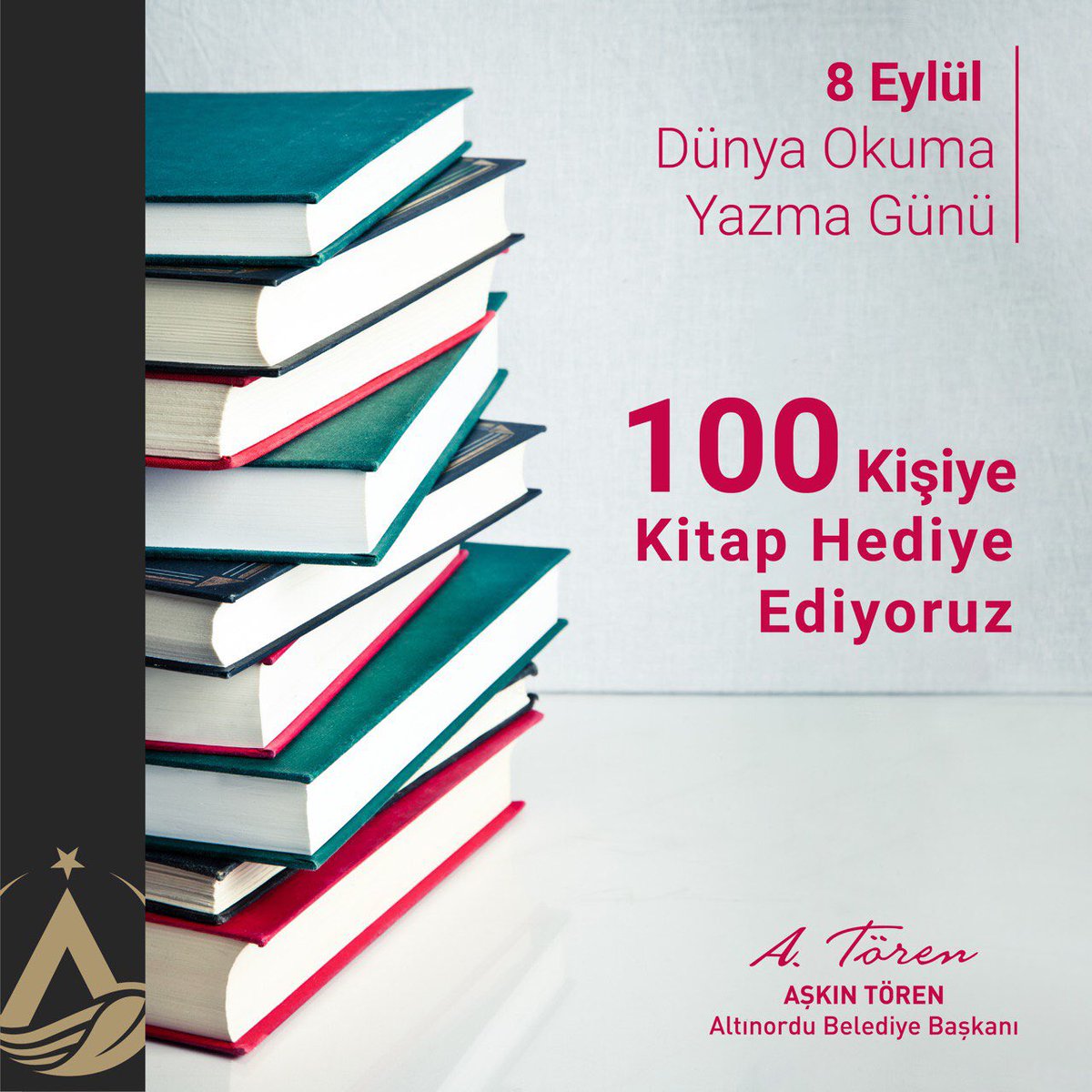 Okumayı yaşam biçimine dönüştürebilmemiz ve bunu gelecek nesillere aktarabilmemiz temennisiyle 8 Eylül Dünya Okuma Yazma Günü’nde;

✔️Hesabımızı Takip Eden 
✔️RT Yapan 
✔️1 Arkadaşını Etiketleyen 

100 KİŞİYE KİTAP HEDİYE EDİYORUZ!