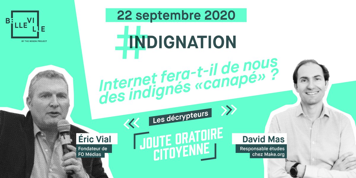 🗓 Participez à notre 1er évént. le 22/09 ! 
Une joute oratoire qui opposera Éric Vial, dont l’engagement syndical l’a accompagné tt le long de sa carrière, à David Mas, qui œuvre pour une démocratie + participative en ligne. 
⏩ bellevillebyboson.com pour réserver ta place !