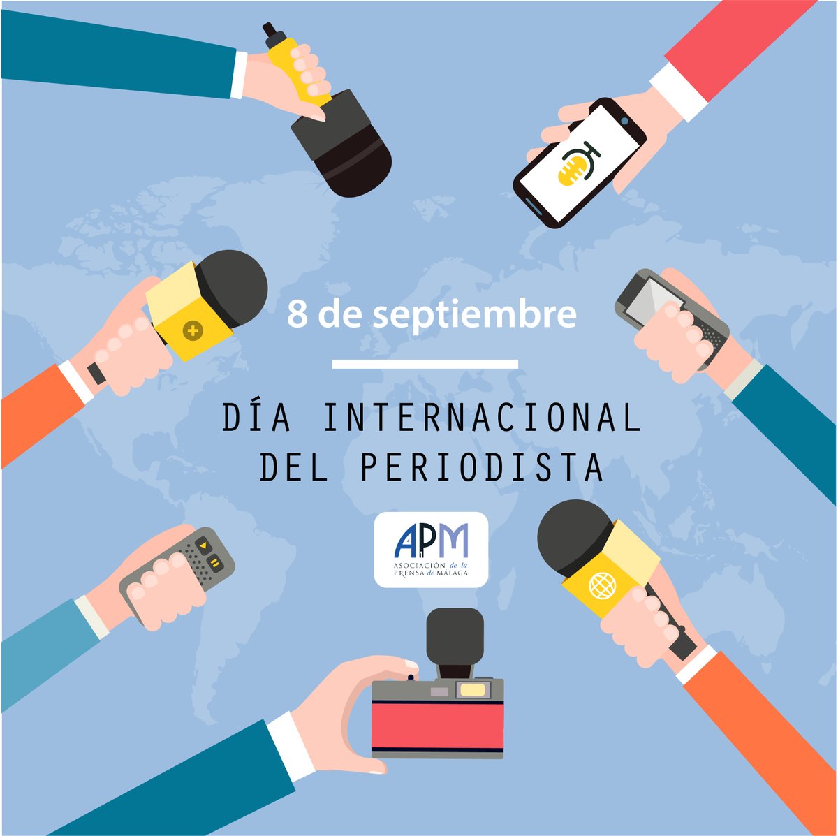 aprensamalaga's tweet photo. Hoy se conmemora el #DíaInternacionalDelPeriodista y desde la @aprensamalaga queremos reconocer la labor de todos nuestros compañeros y compañeras que cada día trabajan con profesionalidad y rigor,  desempeñando un papel fundamental en una sociedad bien informada. ¡Felicidades! https://t.co/2MWqUXnSPR