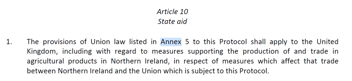 Right, now to state aid, noting this also appears in the Northern Ireland protocol, but I am taking a narrower view of the meaning of this than some - it is only going to apply to a limited subset of trade from Northern Ireland. 8/