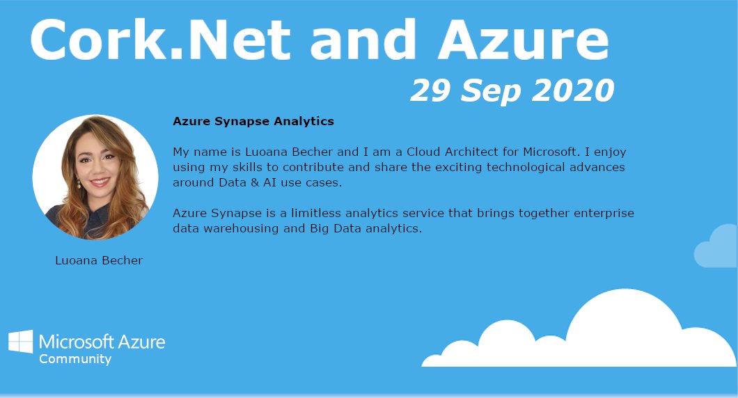 CorkDotNetAzure's tweet image. Don&apos;t miss tomorrow the 8th Cork.Net and Azure Meetup 

Azure Synapse Analytics by Luoana Becher 

meetup.com/CorkDotNetAzur… #Meetup via @Meetup 

#MsDevIrl #MSDevUK #CorkDotNetAzure