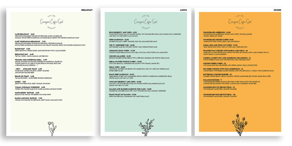 JetpackLeics's tweet photo. Swipe right to see how we took inspiration from the beautiful Georgia's Cafe to create their elegant menus.
Follow the link in bio to unlock your brandโs potential ๐
#jetpackmarketing #designcreation #digitalmarketing https://t.co/0sX3O1CJGx
