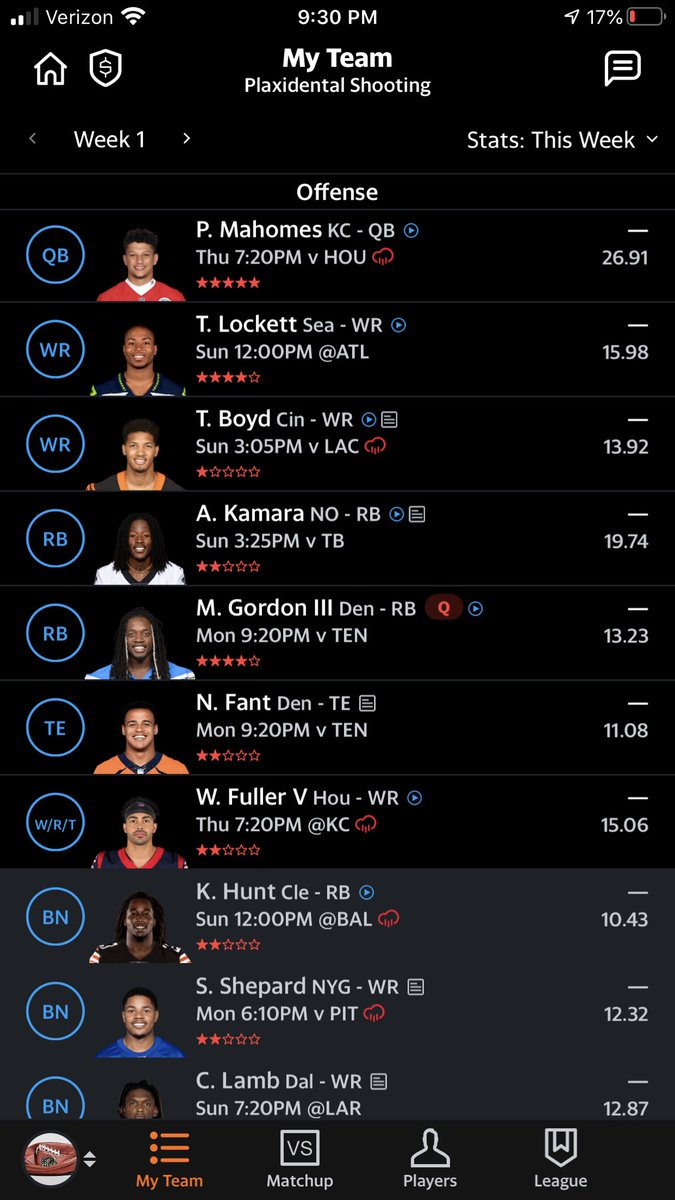 ryanakabags's tweet photo. @FFOTPodcast what are your thoughts on this roster:
1️⃣2️⃣ Team PPR League
QB: Mahomes
RB
• Kamara
• Gordon
• Hunt
• Ozigbo
WR
• Lockett
• Boyd
• Fuller
• Shepard
• Lamb
TE: Fant
K: Lutz
DEF: Tennessee
#AskTheExperts #FFOT https://t.co/B22LYKHufE