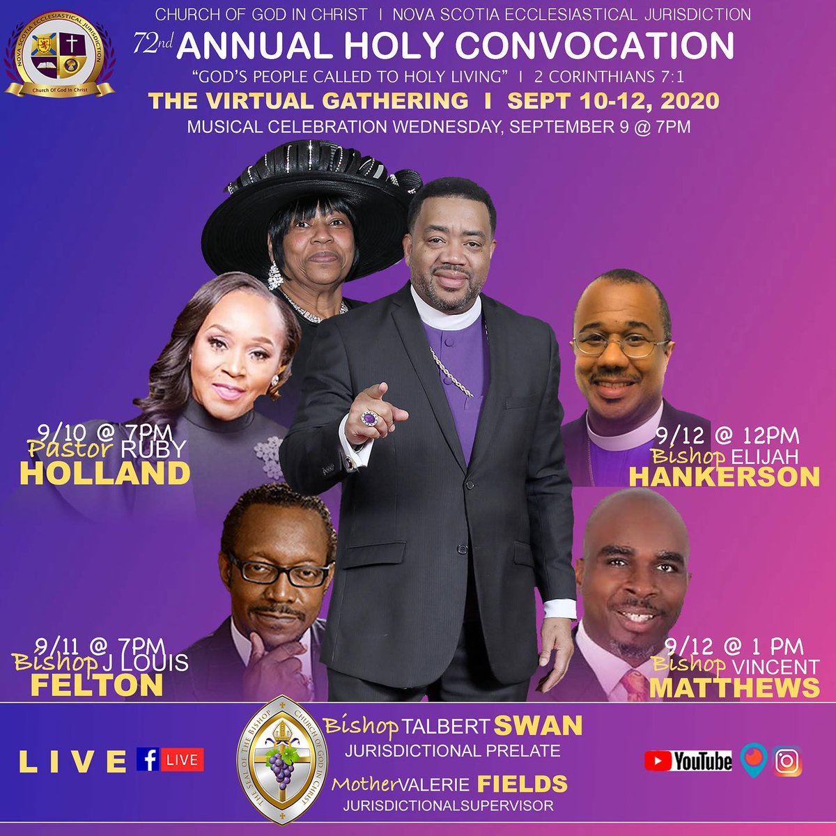 TalbertSwan's tweet photo. We won’t be together in the sanctuary for convocation this year, but we’ll be together virtually and in spirit.
Join us this week for Holy Convocation 2020!!
#NSCOGIC
#NovaStrong
📸 https://t.co/gr8HvnHjVh via https://t.co/ZUIenCdWwo https://t.co/cj1gL5Sclx