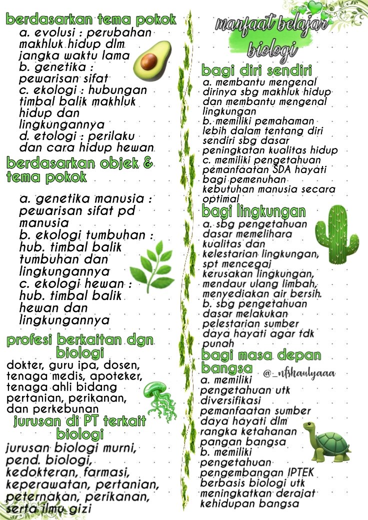 strawbearrz's tweet photo. π Materi Kelas X π
- BIOLOGI - #Biology
" Ruang Lingkup Biologi "
#grade10 #ruanglingkup #biologi
#kelas10 https://t.co/Jw32Avq1kV