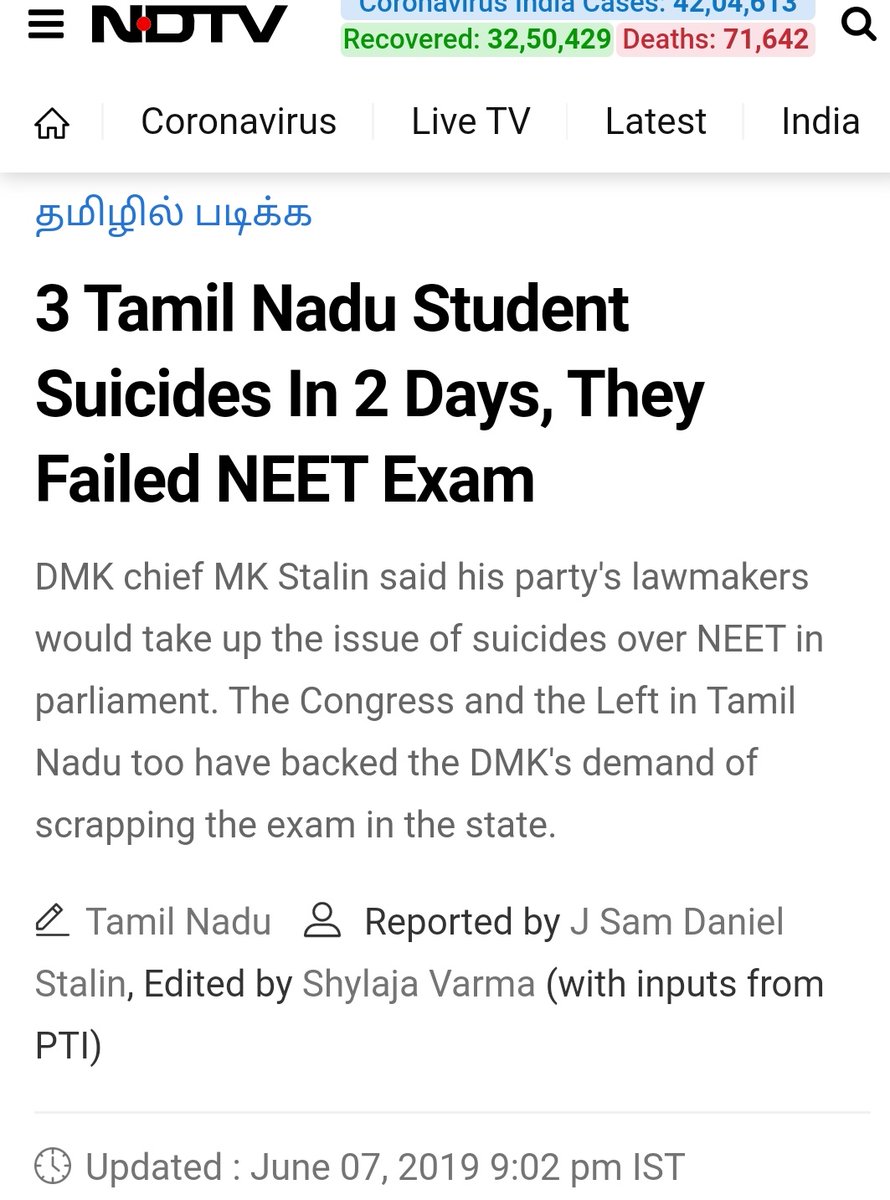 Tejashvachhani_'s tweet photo. Yearly sucides cases..
2019 sucides.
Due to NEET exams..
N NEET permanently in Tamilnadu..
#SaveTNStudents
@HardikPatel_
 https://t.co/vQk5Ui4Kip