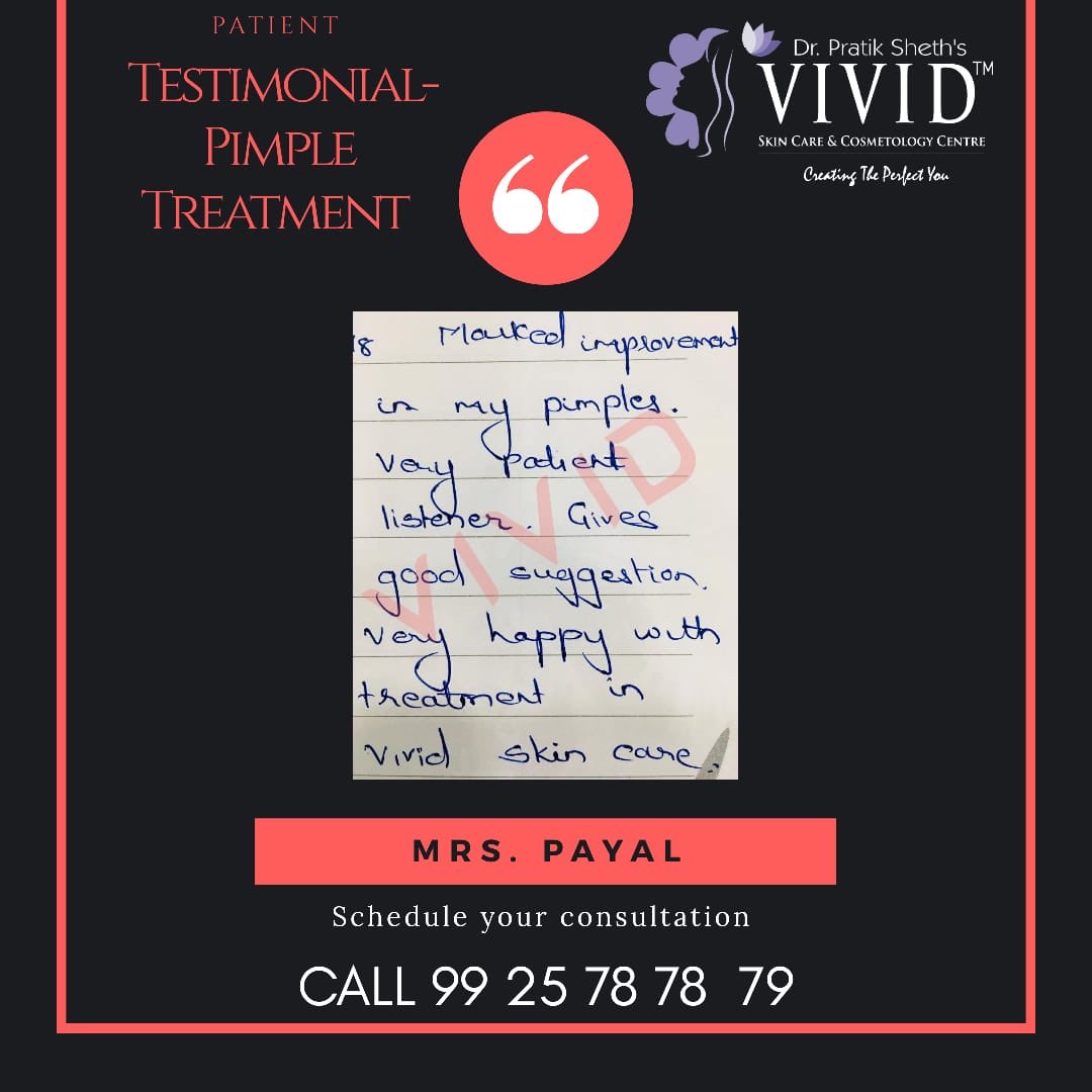 drpratiksheth's tweet image. Thank you Mrs. Payal for such a wonderful feedback. 

#testimonial 
#pimplestreatment 
#acne
#dermatologist 
#rajkot