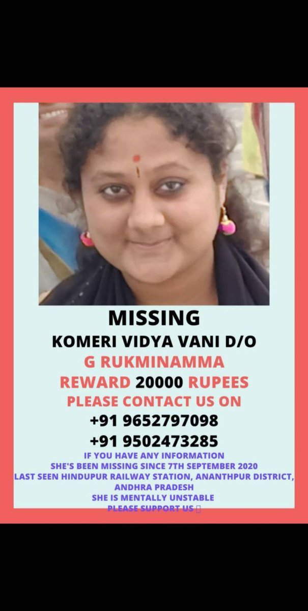 vmcknl's tweet photo. #Vidhyavani is studying MBBS in our cllg..and she went missing since sep 7th 2020..@harish2you @AnilRavipudi @KTRTRS ..pls help in finding her sir..she is mentally unstable..#MISSING @MissingKids #NCMEC .. https://t.co/Pl8DQ1gJ7K