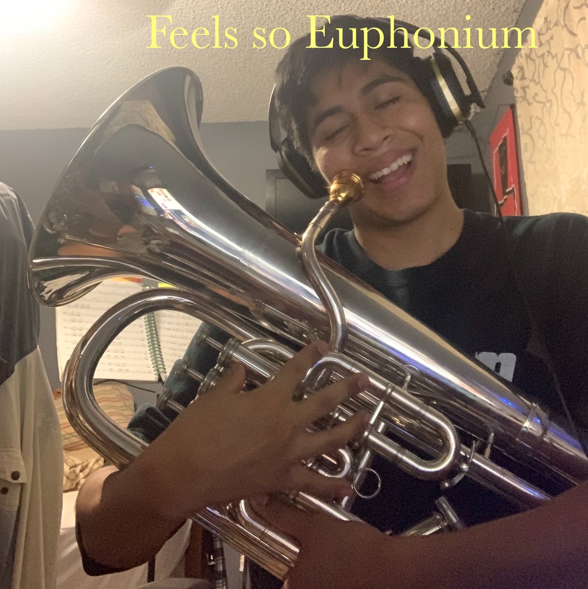 adoIfno's tweet photo. I got bored and tried finding a good way to pose with my instrument. I didn’t find any good poses but I made these. Probably should’ve actually practiced instead but oh well can’t change that now https://t.co/9i9Xx80oSS