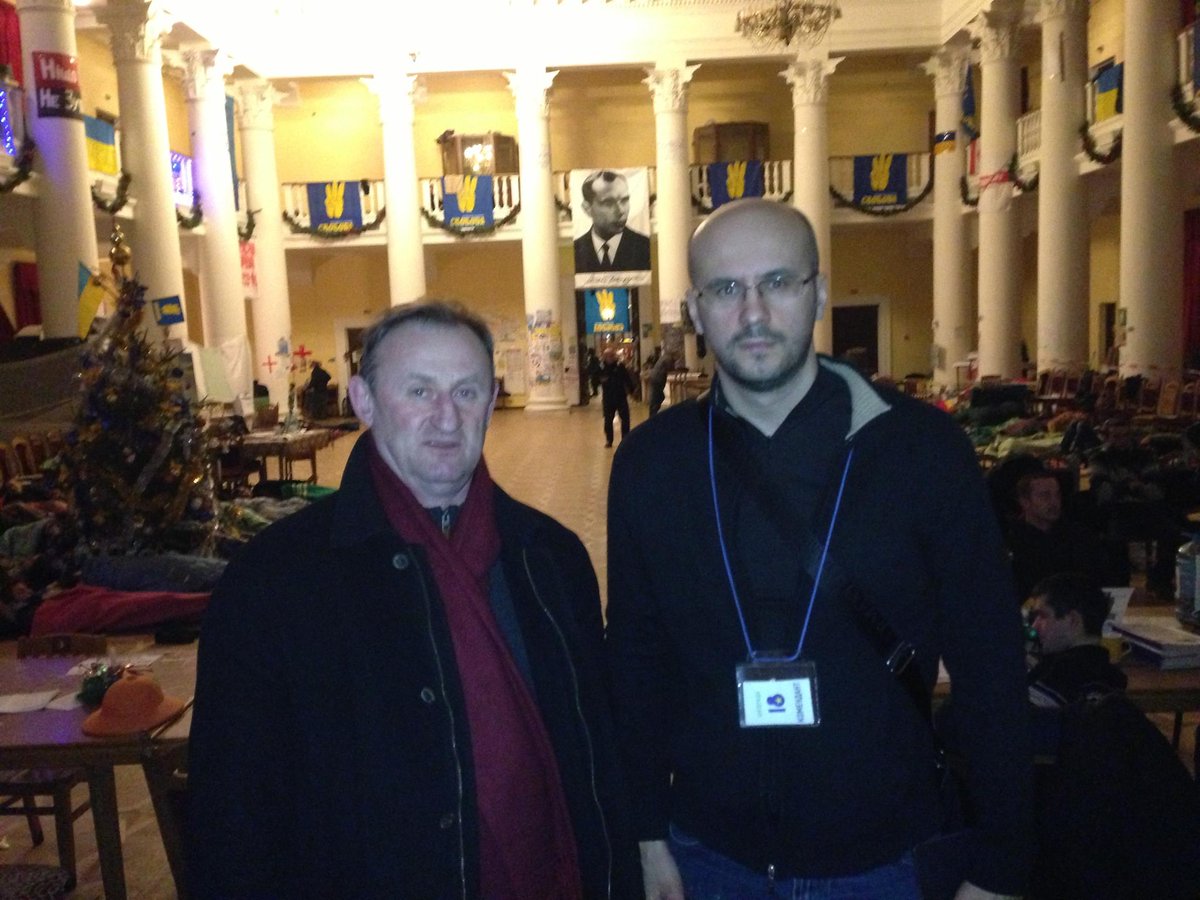 January 2014, Ratushnyy with the "commandant of the revolutionary Kyiv City Council," Svoboda's Serhiy Rudyk. The first "Bandera Readings" event would be held there shortly ( https://www.facebook.com/media/set/?vanity=bandera.chyt&set=a.972051262875286)