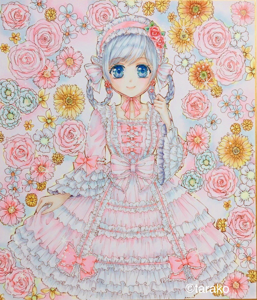 タラコ ピンクのロリータドレスの女の子 フリルとお花頑張りました 姫ロリータ オリキャラ イラスト好きな人と繋がりたい T Co Ua96jubp5t Twitter