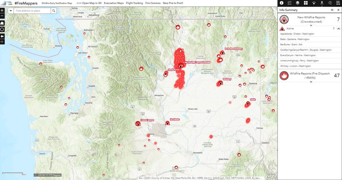 pjdohertygis's tweet photo. Washington State Fires 9/7 8:30PM
#FireMapper Map: https://t.co/8YnqlRQw7r
#AppleAcresFire
#BabbFire
#BevBurkeFire
#ColdSpringCanyonPearlHillFire
#EvansCanyonFire
#IncheliumHighwayFire
#WhitneyFire
and likely a few more.... https://t.co/LtgnRVpNI0