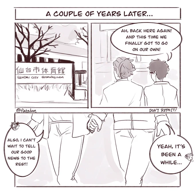 (3/5) i dont know how engagements and marriages work but let's go!!!!!!! 🥴🥴🥴

(read left to right!)
#ukatake #haikyuu #ハイキュー #hq 