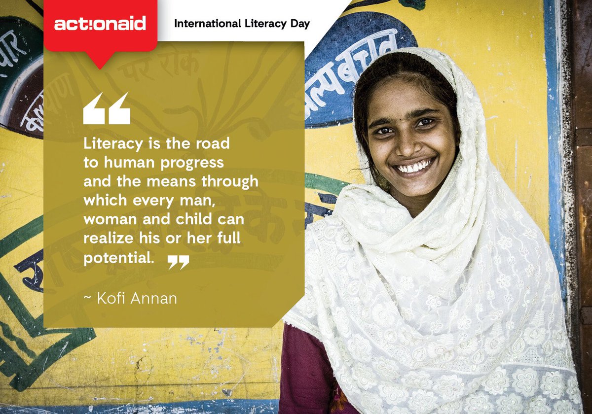 ActionAidIndia's tweet photo. Literacy plays a transformative role in ensuring individual &amp; community wellbeing &amp; sustainable development. This #LiteracyDay,as the pandemic pushes most children out of school, let's strengthen our resolve to provide inclusive,equitable &amp; quality learning opportunities for all. https://t.co/MiP5PQwP3m