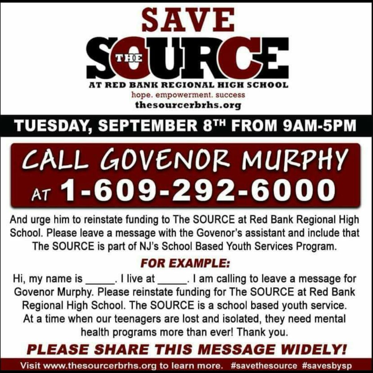 GuidanceTirrell's tweet photo. We must come together as a community to help with this effort. The Source helps so many! Call @GovMurphy and urge him to reinstate funding for NJ's school based youth services. Help #savetheSource #rbr #schoolcounselor #mentalhealth @rbrhs @RBR_Source @ladygaga https://t.co/83n8Jdap23