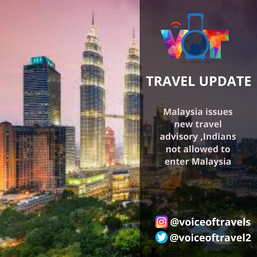 TRAVEL UPDATE : INDIANS NOT ALLOWED TO TRAVEL TO MALAYSIA

#travelupdate #askusything #voiceoftravels #travelupdates #votphotocontest #traveltomorrow #instatravel #traveldiaries #travelgram #traveltheworld #instadaily #travelmalaysia #malaysia #visaupdates