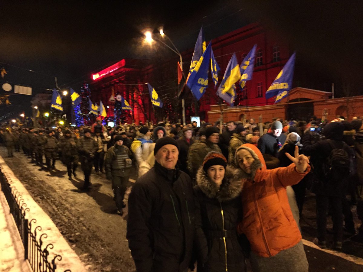 On New Year's Day 2016, the 107th anniversary of Stepan Bandera's birthday, Ratushnyy attended this torchlit march in Kyiv. That's Ulana Suprun on the right in the second photo, which it seems he took.