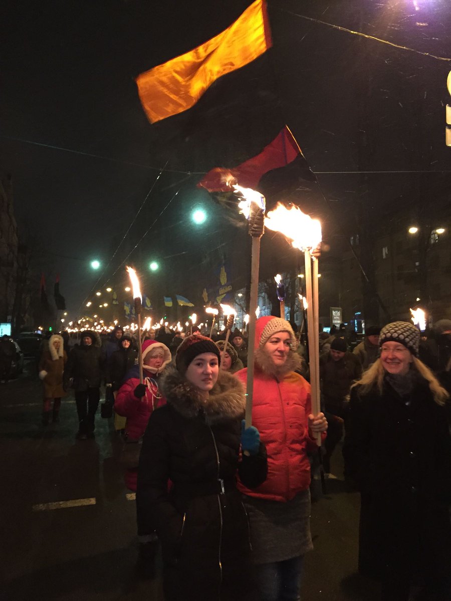 On New Year's Day 2016, the 107th anniversary of Stepan Bandera's birthday, Ratushnyy attended this torchlit march in Kyiv. That's Ulana Suprun on the right in the second photo, which it seems he took.