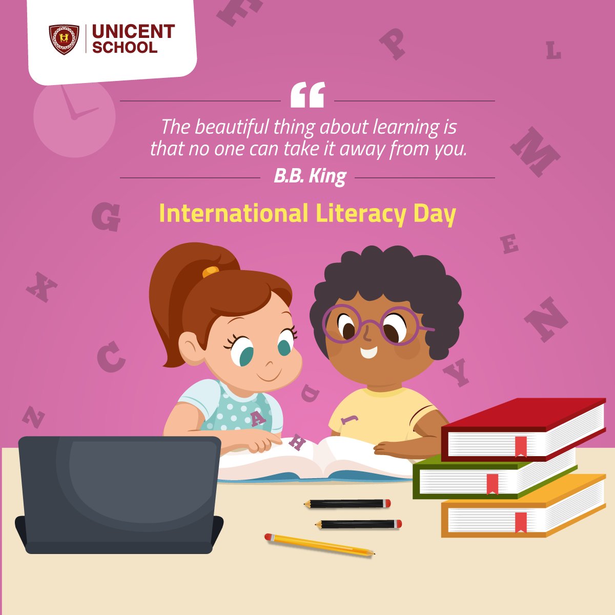 unicentschool's tweet photo. #DidYouKnow International Literacy Day is celebrated today every year to highlight the importance of literacy to individuals, communities and societies. What does the term Literacy mean according to you?
#UnicentSchool #Education #Learning #Activity #OnineClasses #OnlineLearning https://t.co/iEHRwELC72
