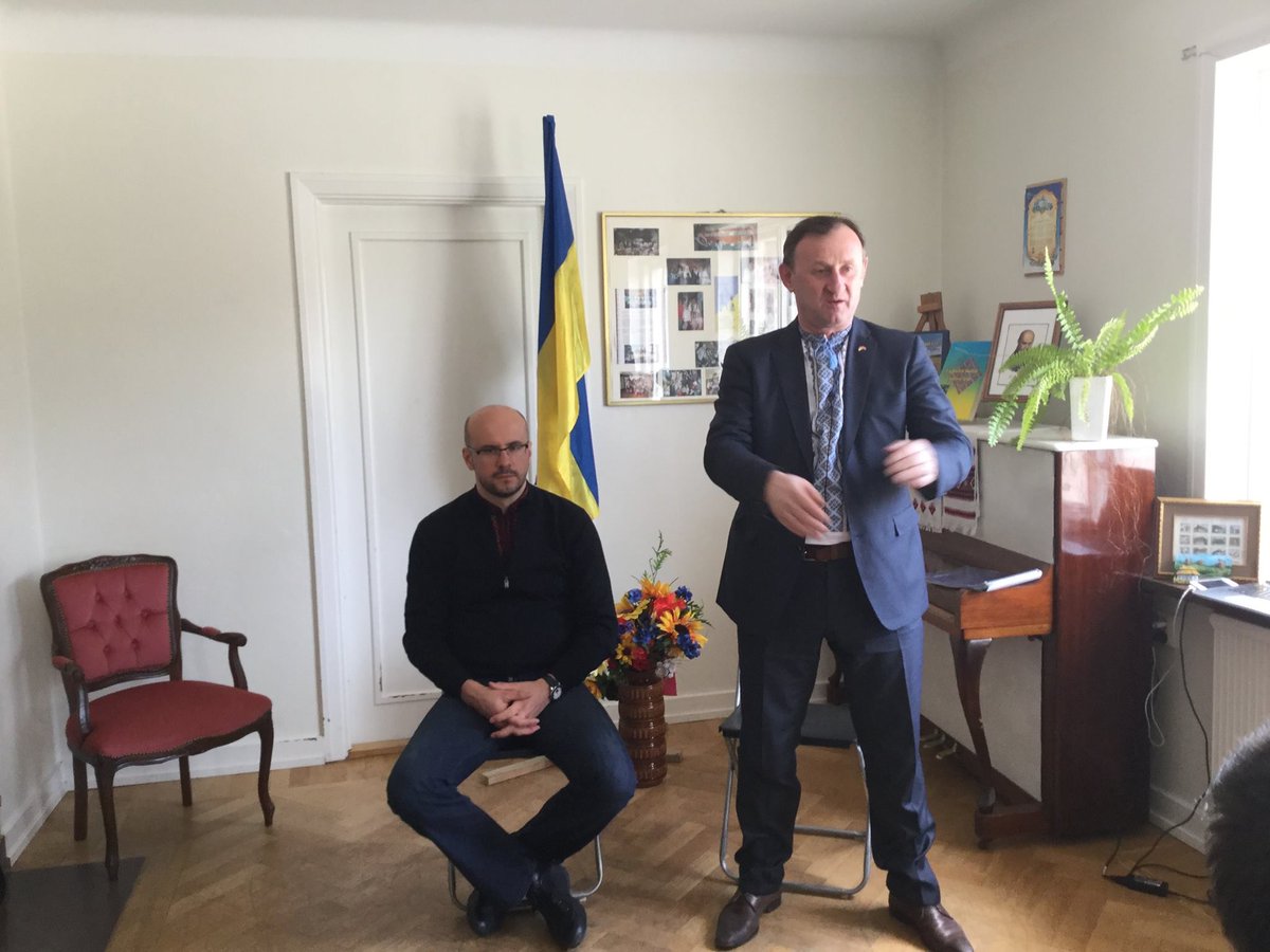 April 2016: in Stockholm, having a meeting with representatives of Sweden's Ukrainian community, joined by Svoboda's Serhiy Rudyk
