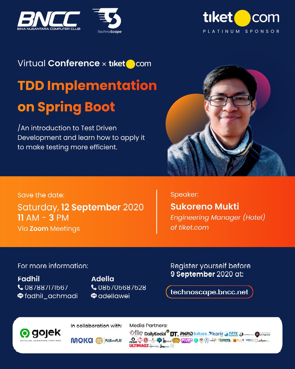 ✨TECHNOSCAPE 2020✨
⠀⠀⠀⠀⠀⠀⠀⠀⠀
TechnoScape 2020 merupakan event tahunan terbesar <a href="/BNCC_Binus/">Binus Computer Club</a> mengadakan Virtual Conference, yaitu rangkaian webinar dan workshop online pada tanggal 11-13 September 2020.

Daftarkan diri kamu melalui website⬇️ 
virtualconference.bncc.net