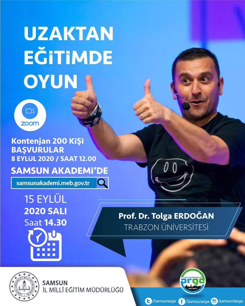 Çocugun en önemli işi oyundur.Eğitimin en önemli unsurlarindan olan oyun konusunda öğretmenlerimiz 15 Eylül Salı saat 14.30 'da Prof Dr.Tolga ERDOĞAN ile buluşuyor.