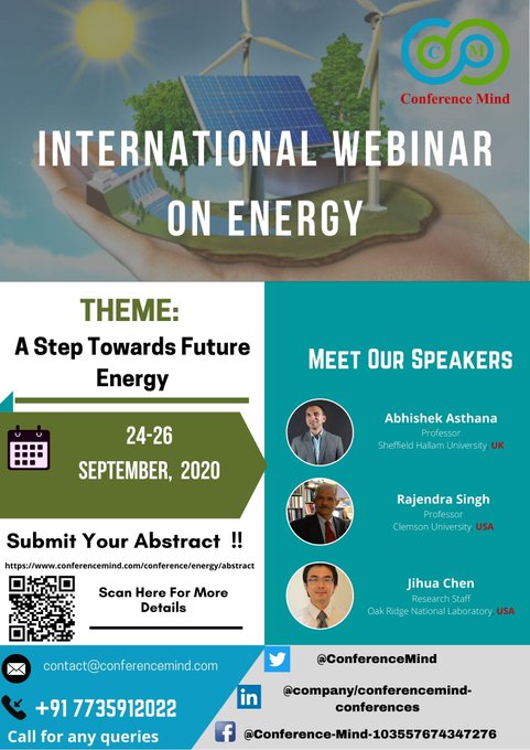 Energy_2022's tweet photo. @MonashEnergy Meet our honorable speakers at "International Webinar on #Energy” during #September 24-26, 2020.
Find out for more details:
https://t.co/NFWEUPZ1Wo
Call/WhatsApp: +91 7735912022
Email: contact@conferencemind.com
#Energy_Congress #Energy_Conference https://t.co/8iyy9FUJ2h