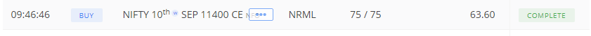 7^Price was around 11360 and expected levels are around 11380-11390, so 11400 CE is taken!!