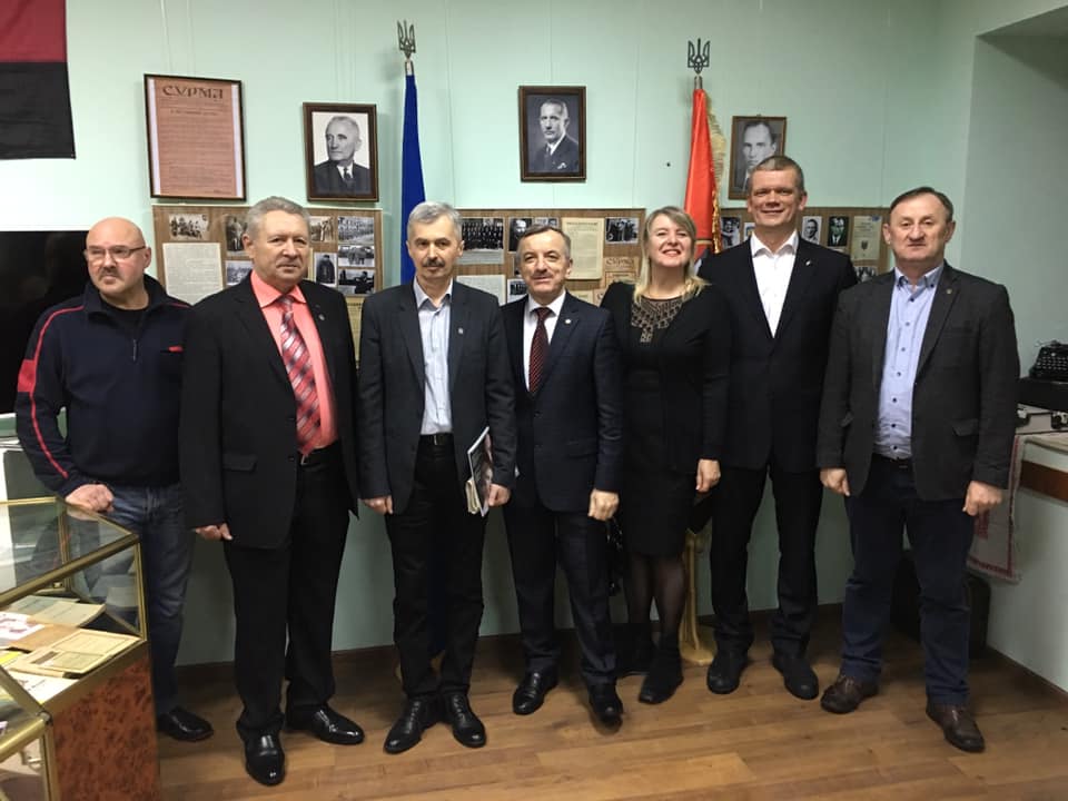 February 2019: Ratushnyy with far-right leaders of the Congress of Ukrainian Nationalists, OUN-M, Svoboda,