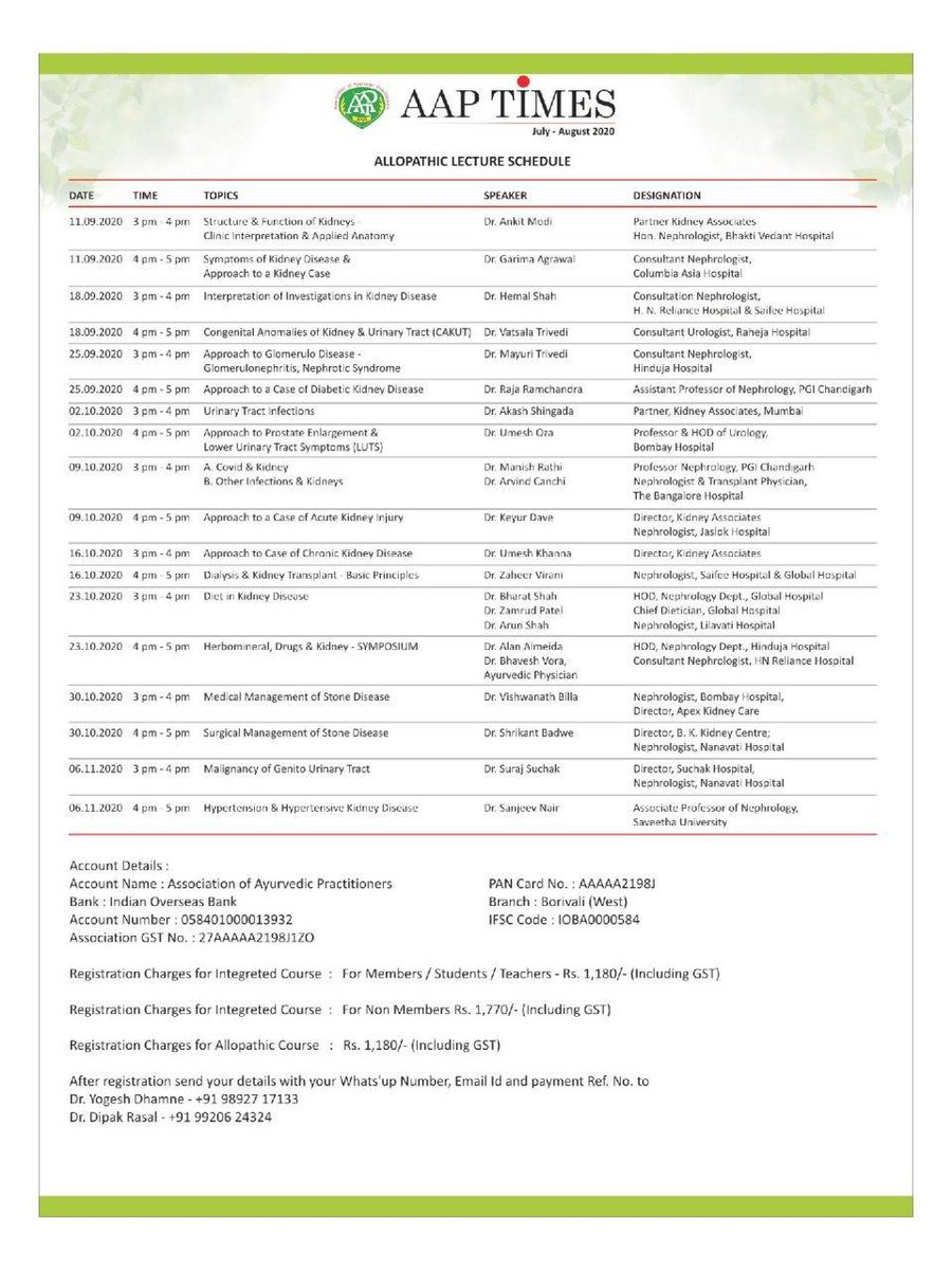 SDLINDIA's tweet photo. AAP Times -Jul-Aug' 2020 Edition

Global integrated certificate course in Nephro-Urology,
an unique course with world class faculties

- Starting today 
- Do check the details &amp; schedule of the course
- To register log on to https://t.co/mmLBikgTQc

#aapcon #nephrology #urology https://t.co/Y6Xer0Hgr9