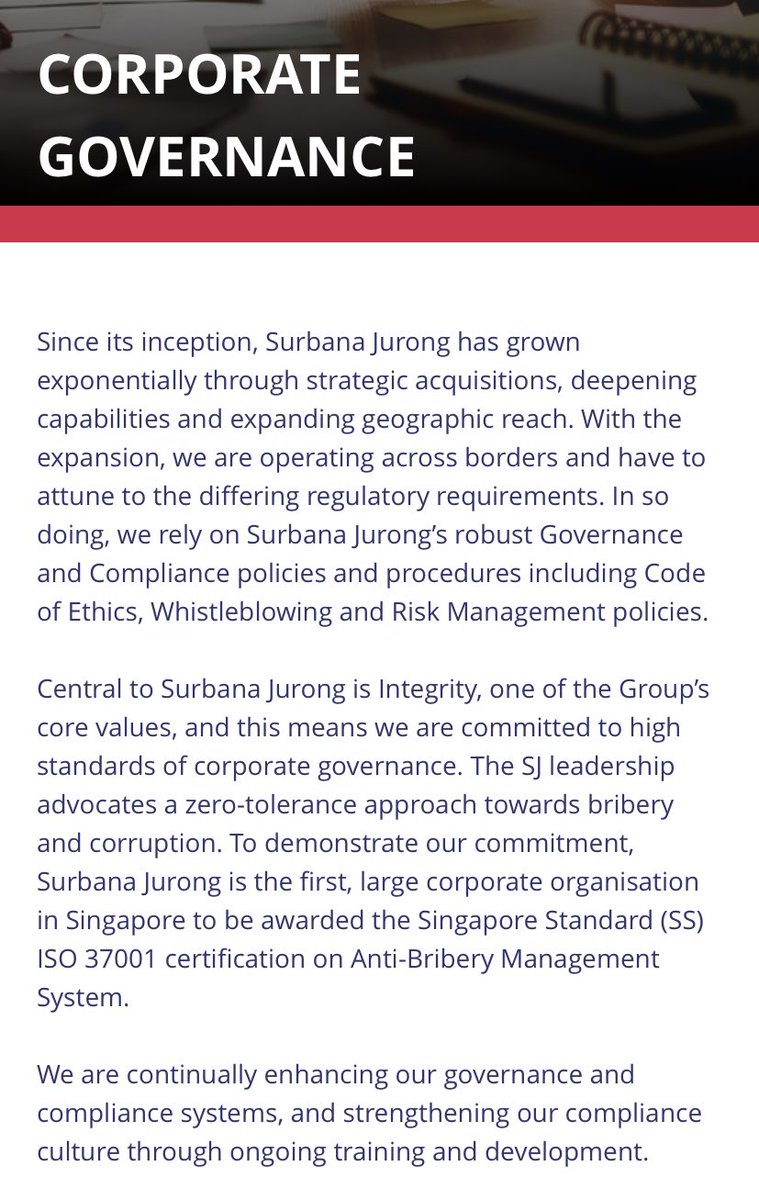 He’s chairman of  @SurbanaJurong ( owned by state investment company  @Temasek) who says that “Integrity” is central to their values.  #Singapore gave him a medal and he’s been held up as an example of a leader. Of course people want to talk about his treatment of a domestic worker.