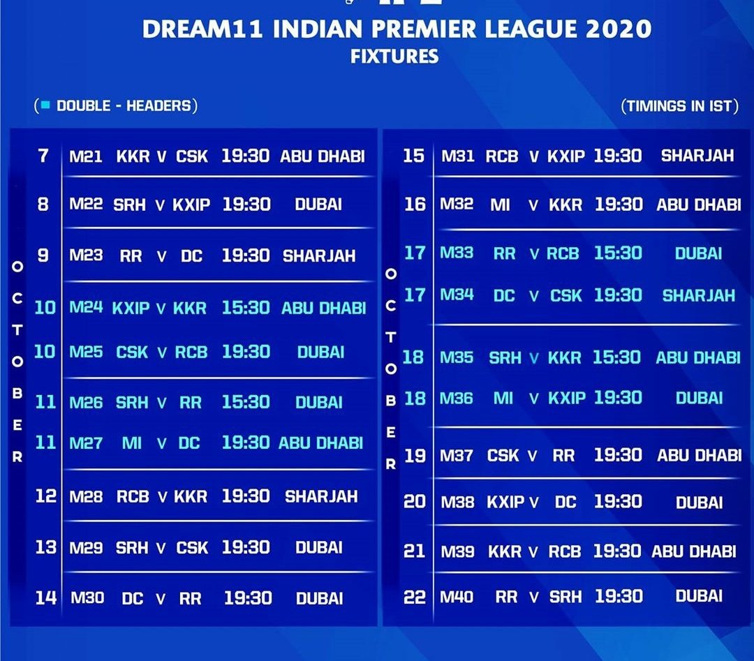 DiivyyaT's tweet photo. The second most awaited thing this year.
#IPL2020Updates
#ipl2020schedule
#IPLSchedule
#IPLinUAE
#iplcovid
#CskForever https://t.co/RUHElExdhs