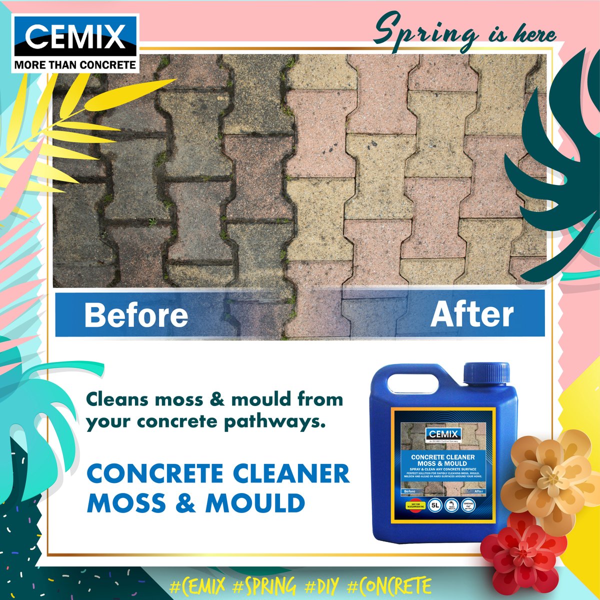 CemixNZ's tweet photo. Ready for your spring cleaning?  Try the Cemix Concrete Cleaner, to remove moss and mould and make it good as new! 

See details: https://t.co/MWRSbZ6cIg
Avialable at Bunnings Warehouse New Zealand 

#Springishere #SpringCleaning #Pathways #Garden #concrete #Cleaning #Bunnings https://t.co/xstF5uxaIa