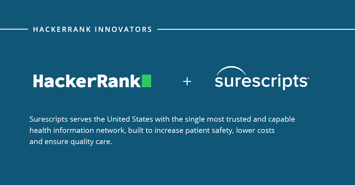 hackerrank's tweet photo. Congratulations @Surescripts for being featured as HackerRank Innovators! 🏅 

#HackerRankInnovators #HackerRankInnovator https://t.co/qyXhhQ6ygl