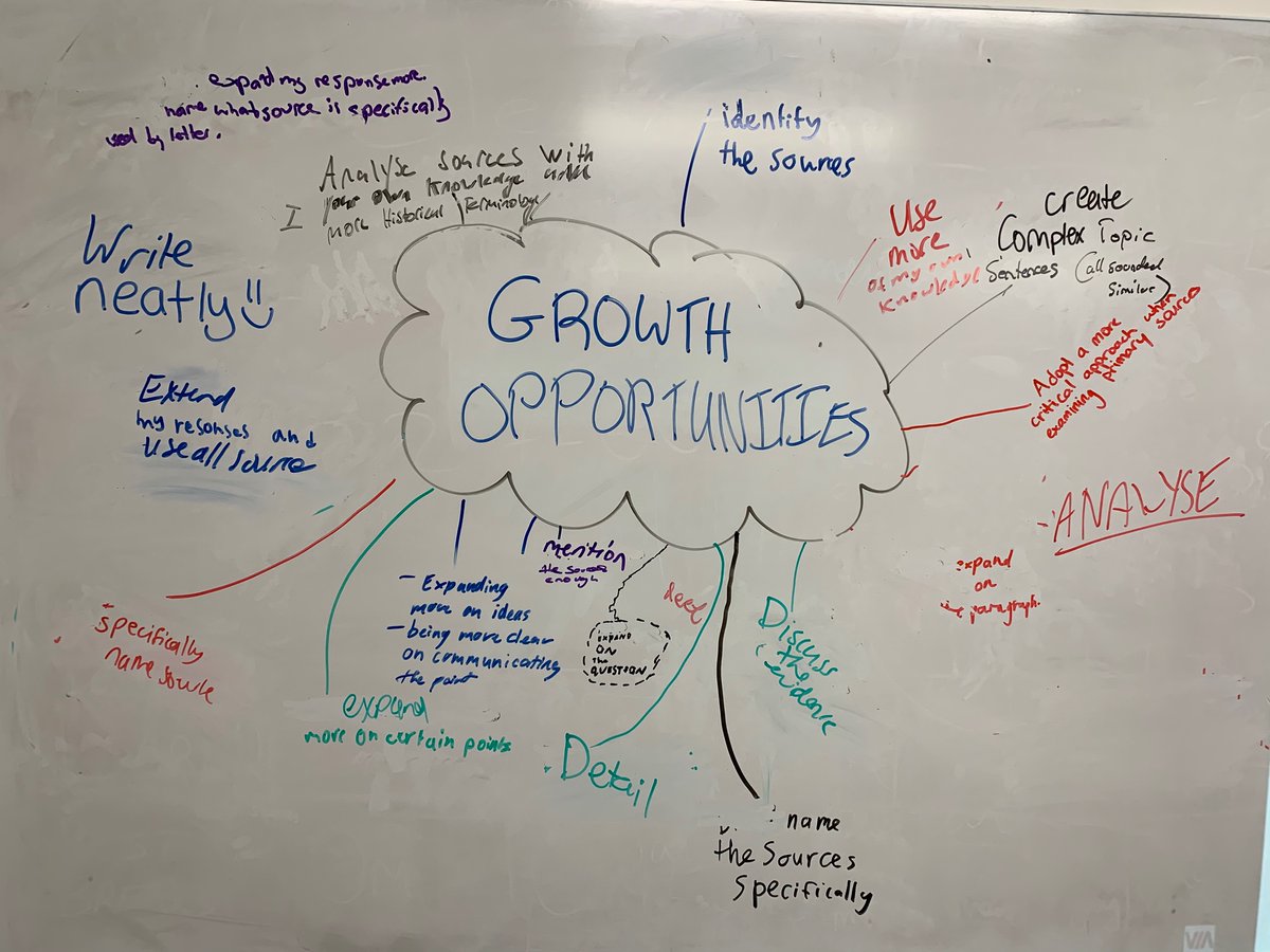 MrFafDriscoll's tweet photo. Assessment task reflection w/ 8 History. Aim is to reframe ‘mistakes’ in tasks as ‘growth opportunities’. Ss read their submissions and feedback, write up their ‘mistakes’, and together, we rephrase to see them as opportunities for learning growth. https://t.co/MOt1VOdceL