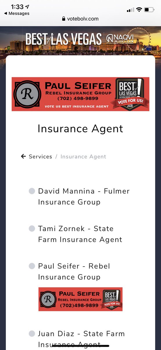 IM105's tweet photo. https://t.co/rmCCZmdQhC. Under Services Under Insurance Agent please vote everyday on every device. It’s not a vote until you hit review your ballot then Submit. Also please vote for Annie DeFalco Payton Annie’s Gourmet Catering https://t.co/vlrApqDYGK