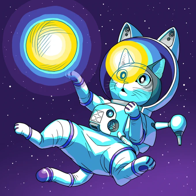 Skebからリクエストをいただき描きました。宇宙ネコです。 