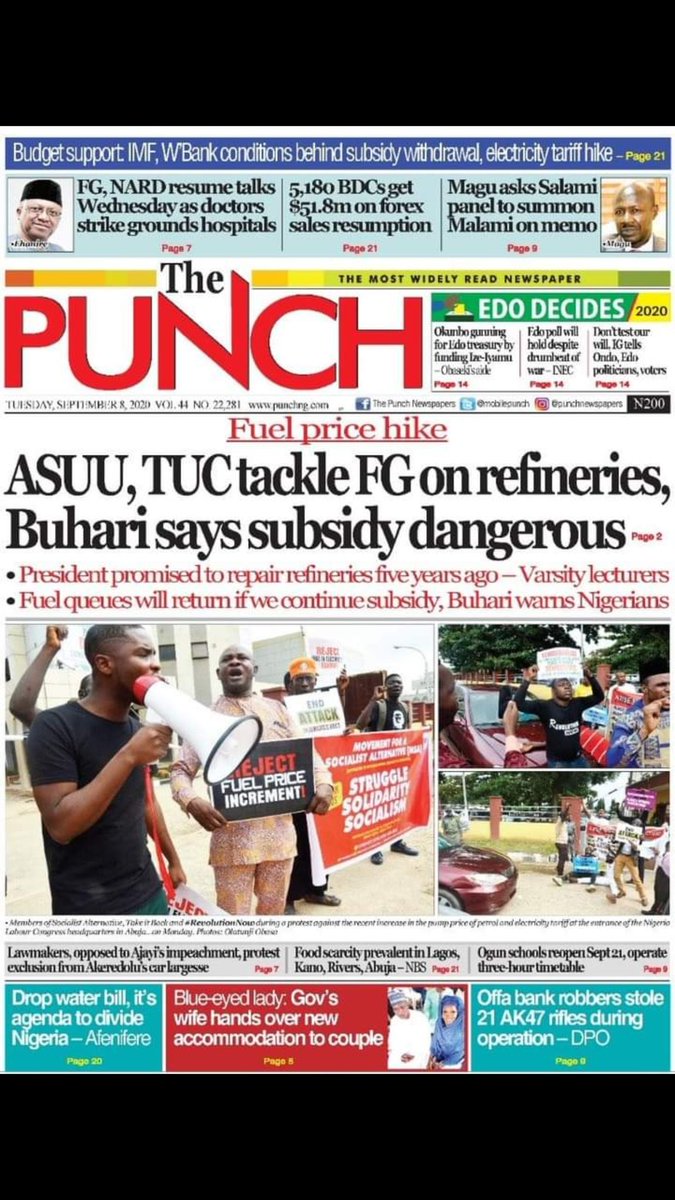 wilberforceisl1's tweet photo. A slide on the Frontpages today..
07-09-2020
#FRONTPAGEREVIEW
Which way Nigeria?
How does this meets You?
👇👇👇
#TuesdayMotivation #NDURADIO #FrontpageReview #RiseAndGrind https://t.co/Ry6sXXFacq