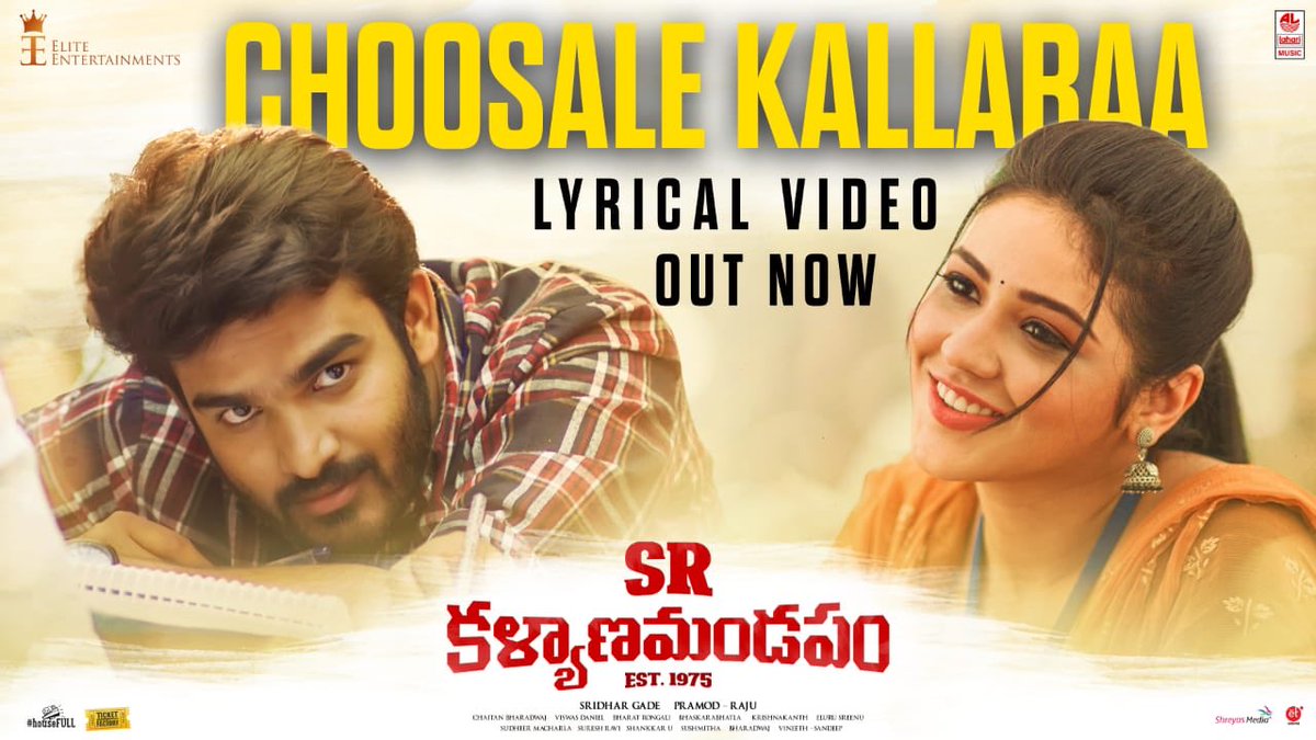 BB_Friday's tweet photo. First single from #SRkalyanamandapam, #ChoosaleKallaraa is out now! ππ
βΆοΈ: https://t.co/ICoJjjrunr
π©ββ€οΈβπ¨ @Kiran_Abbavaram - @ItsJawalkar
ποΈ- @sidsriram
βοΈ - @kk_lyricist
A @chaitanmusic Musical! πΆ
@EliteGroupOffcl @sridhar_chotu @LahariMusic
#SRKMFirstSingle #SRKM https://t.co/RL6oyPGrb9